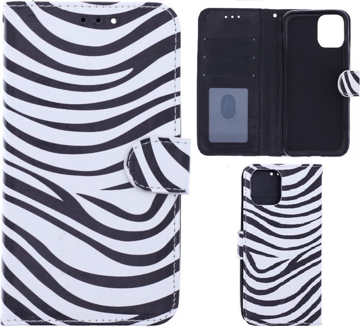 Portemonnee Book Case Hoesje Geschikt voor: Apple iPhone 11 - Zebra Print
