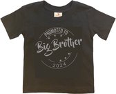 Shirt Aankondiging zwangerschap Promoted to Big Brother 2024 | korte mouw | Zwart/grijs | maat 86/92 zwangerschap aankondiging bekendmaking Baby big bro brother Grote Broer
