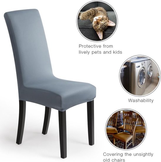 Ystyle Stretch Stoelhoezen 6 Stuks, Verwijderbare Eetstoelhoezen, Universele Elastische Stoelhoes Wasbare, Eetkamerstoelhoezen, Moderne Stoelbeschermer voor Eetkamer Hotel Banket, Bruin