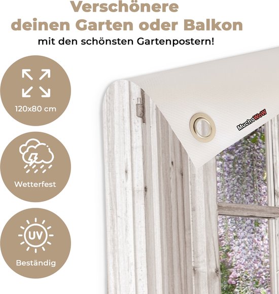 Affiche de jardin Wisteria - Fleurs - Transparentes - Arbre - Printemps - 120x80 cm - Toile de jardin