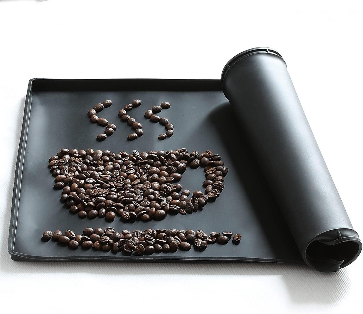 Coyooco Tampermatte mit Kantenschutz – Rutschfeste Silikon Barista Matte für Siebträgermaschinen – spülmaschinenfestes Barista Zubehör zum Schutz der Arbeitsplatte in schwarz