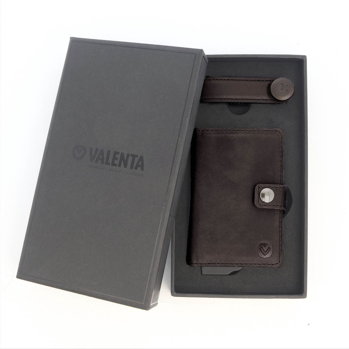 Valenta Geschenkenset - Bruine Leren Vintage Pasjeshouder Portemonnee en Bijpassende Sleutelhouder - Luxe Cadeaudoos
