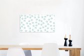 Wanddecoratie Metaal - Aluminium Schilderij Industrieel - Bladeren - Patroon - Blauw - 120x60 cm - Dibond - Foto op aluminium - Industriële muurdecoratie - Voor de woonkamer/slaapkamer