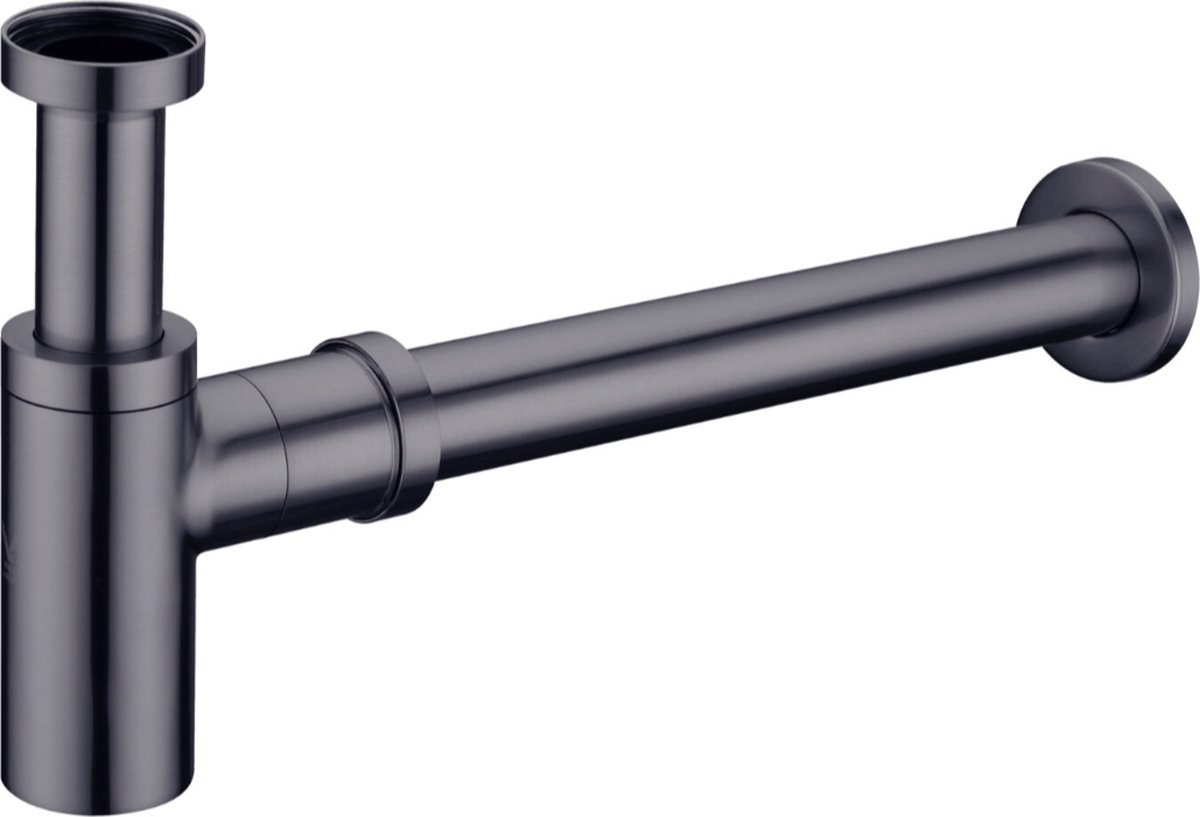 Owen & Finch Messing Sifon – Geborsteld Gun Metal PVD – Luxe Wastafelsifon voor Badkamer – Duurzaam Design