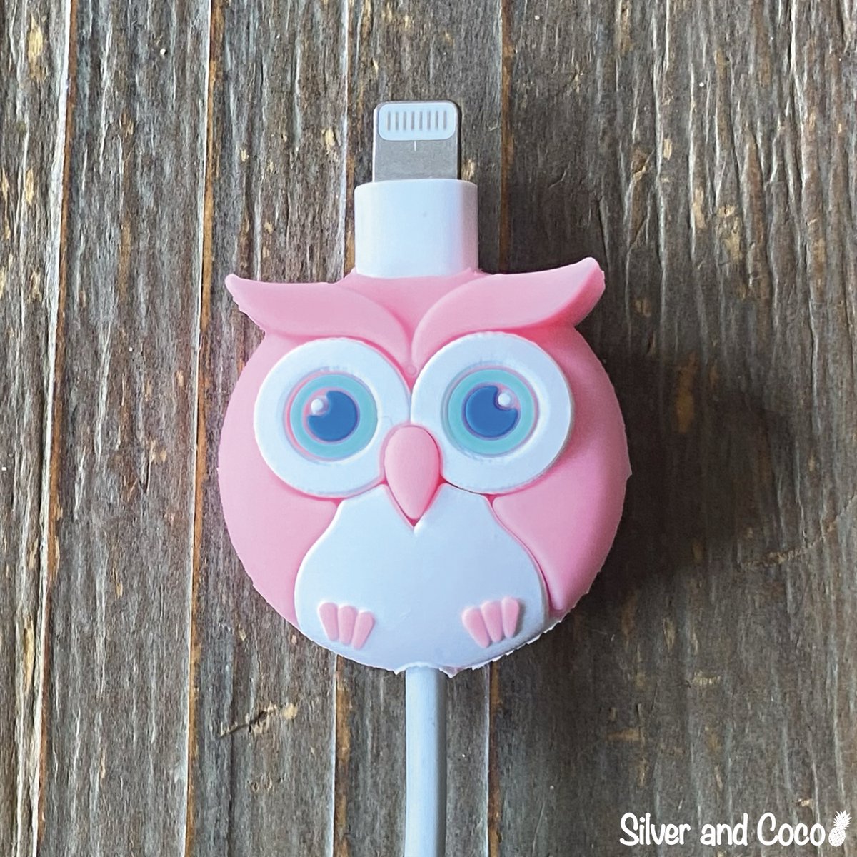 SilverAndCoco® - Kabeldiertjes / Kabelprotector / Kabelbeschermer Mobiele Telefoon Kabel Lader beschermer / Kabelbijter iPhone iPad Android oplader - Uil