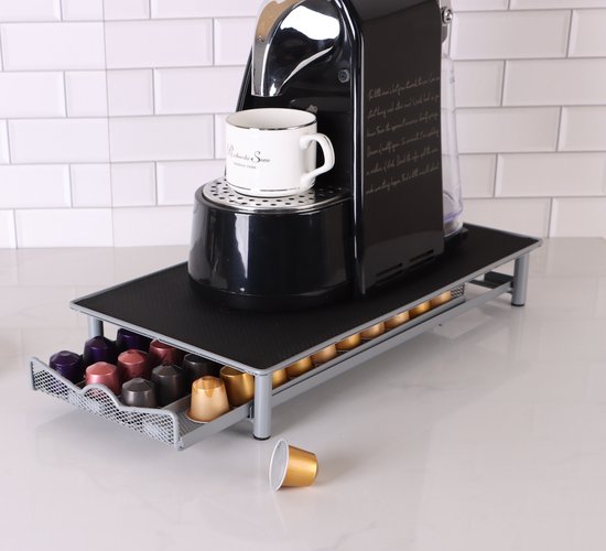 Hofuton Tiroirs à Capsules de Café 36 Pièces, Distributeur Moderne Support de Rangement Capsule pour Machine à Café avec Organisateur de Dosettes, Gris