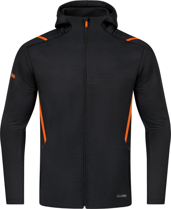 Jako Challenge Hooded Leisure Vest Hommes - Zwart Melange / Fluo Oranje