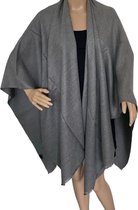 Dames Poncho-Omslagsjaal van Katoen-Wol-Zijde 40289 Donkergrijs