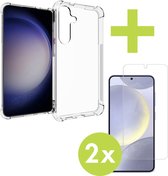 iMoshion Hoesje Shockproof & 2X Screenprotector Gehard Glas Geschikt voor Samsung Galaxy S24 Plus - Transparant