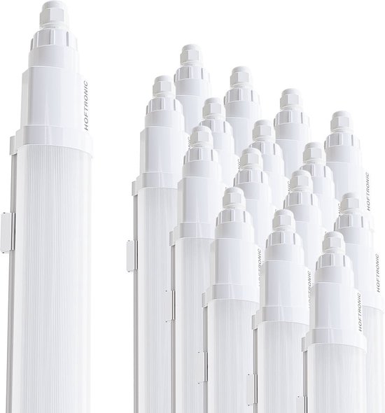 HOFTRONIC - Q-series – 16-pack LED TL armaturen 150cm – IP65 – 48W 5760lm – 120lm/W – 4000K neutraal wit – koppelbaar