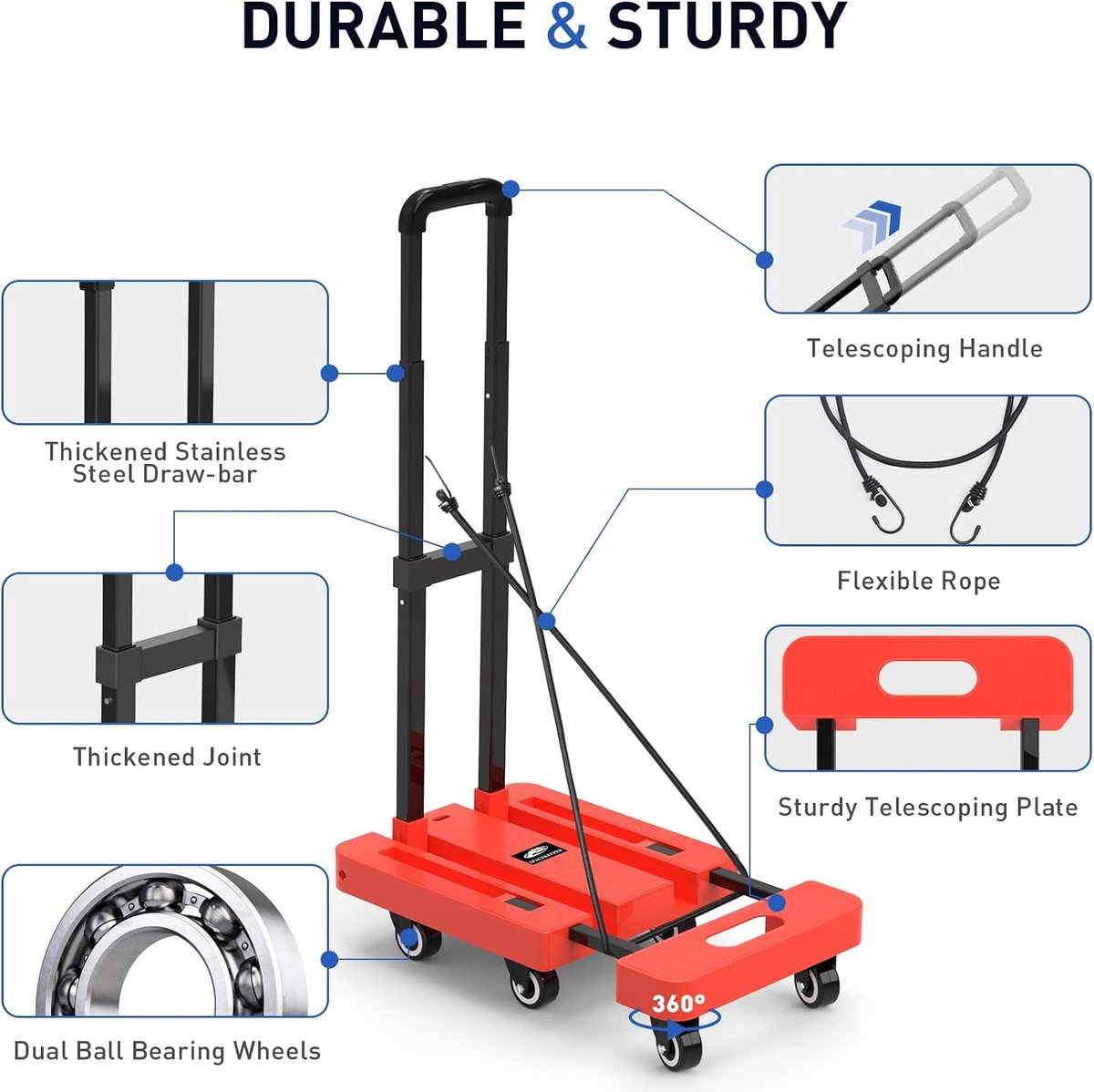 transportwagen - platformwagen, trolley, geluidsarme trolley / steekwagen, transportwagen, multifunctionele trolley 227 kg