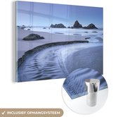 MuchoWow® Glasschilderij 30x20 cm - Schilderij acrylglas - Strand - Zee - Zand - Foto op glas - Schilderijen