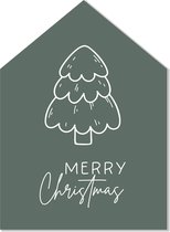 Label2X - Kersthuisje Merry Christmas - Groen - Forex - 40cm hoog - Met standaard - Kerstmis - Kerstdecoratie - Kerst versiering