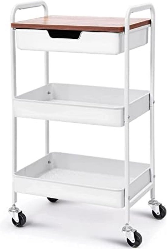En.casa Keukentrolley Pyhäntä met 3 manden 78,5x46x35 cm geel