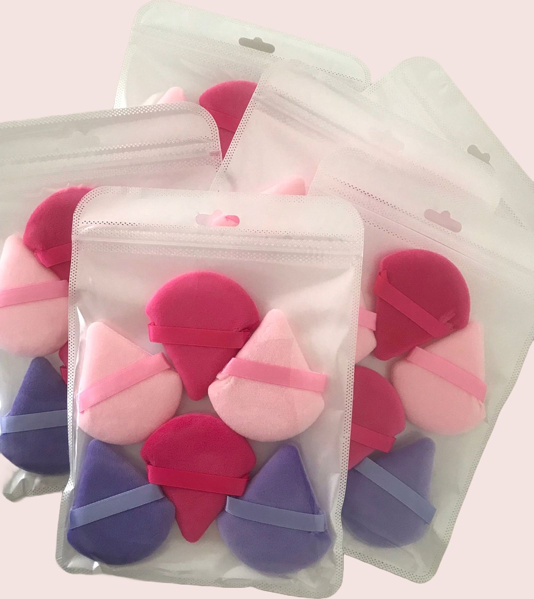 Goedkoopste Powder Puff - Make-up Sponsje - Beauty Blender - Powder puff Driehoek - 6 stuks - Kleuren roos, donker roos en licht paars