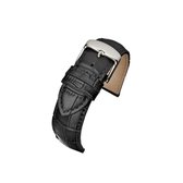 Horlogeband-horlogebandje-12mm-echt leer-zwart-gevuld-croco-zacht-stalen gesp-leer-12 mm