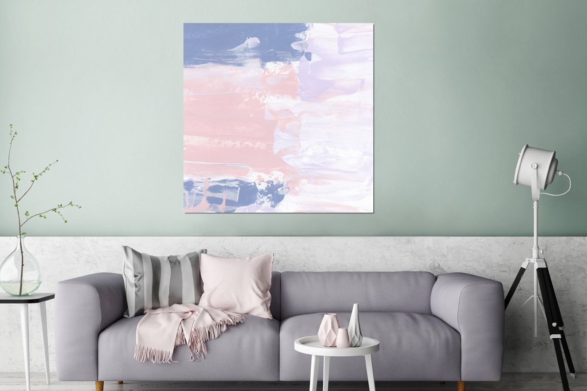 Wanddecoratie Metaal - Aluminium Schilderij Industrieel - Pastel - Design - Verf - 90x90 cm - Dibond - Foto op aluminium - Industriële muurdecoratie - Voor de woonkamer/slaapkamer