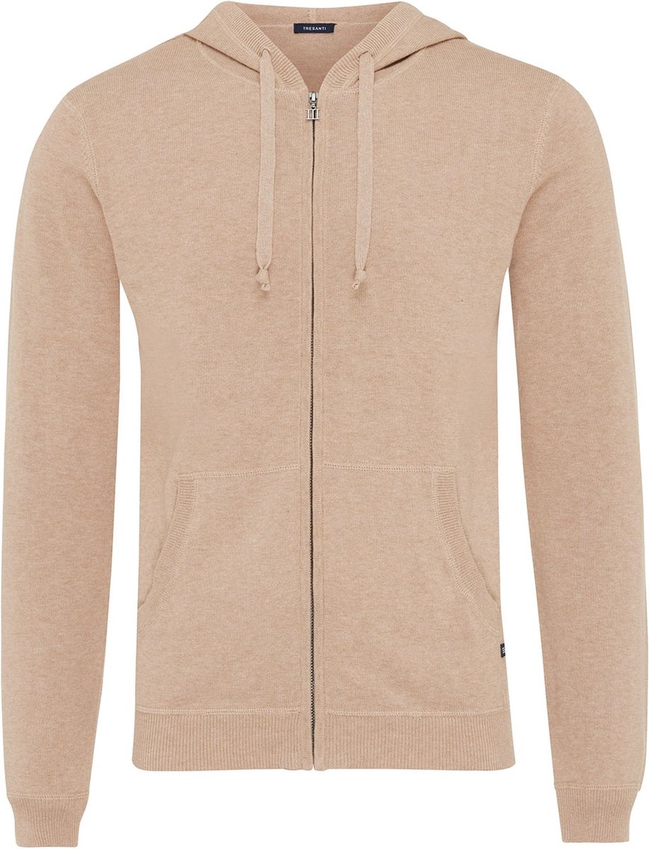 CARLO | Knitted hooded vest with zipper Taupe (TRKWIA096 - 205)