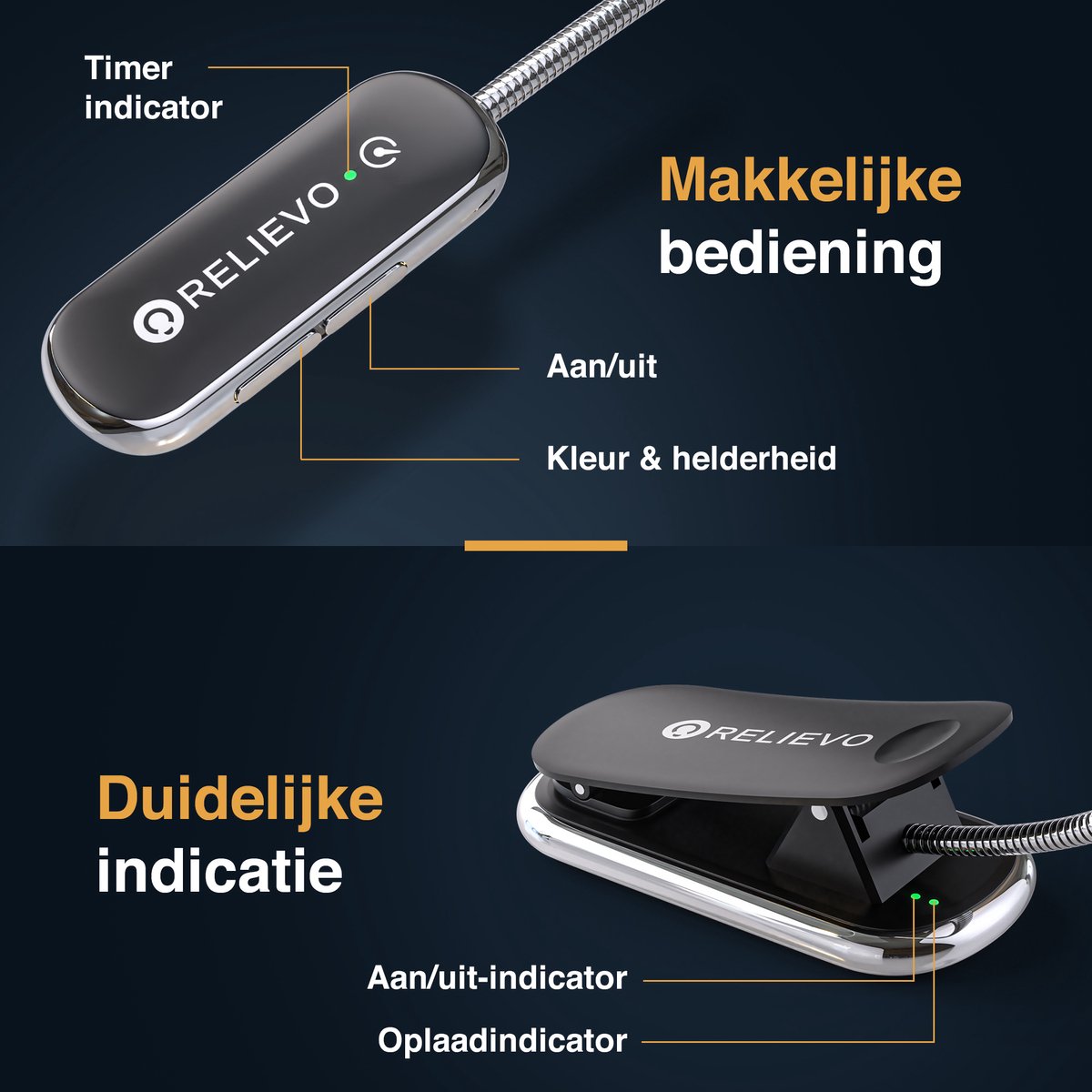 Relievo Relievo 3-LED Klem-Leeslampje - afbeelding 4