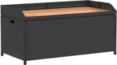 vidaXL - Opbergbankje - 100x50x52 - cm - poly - rattan - en - acaciahout - zwart