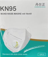 KN95 Mondkapje 10 x Mondmasker wit met filter Ventiel - Topkwaliteit met certificaat - Comfortabel goed ademend