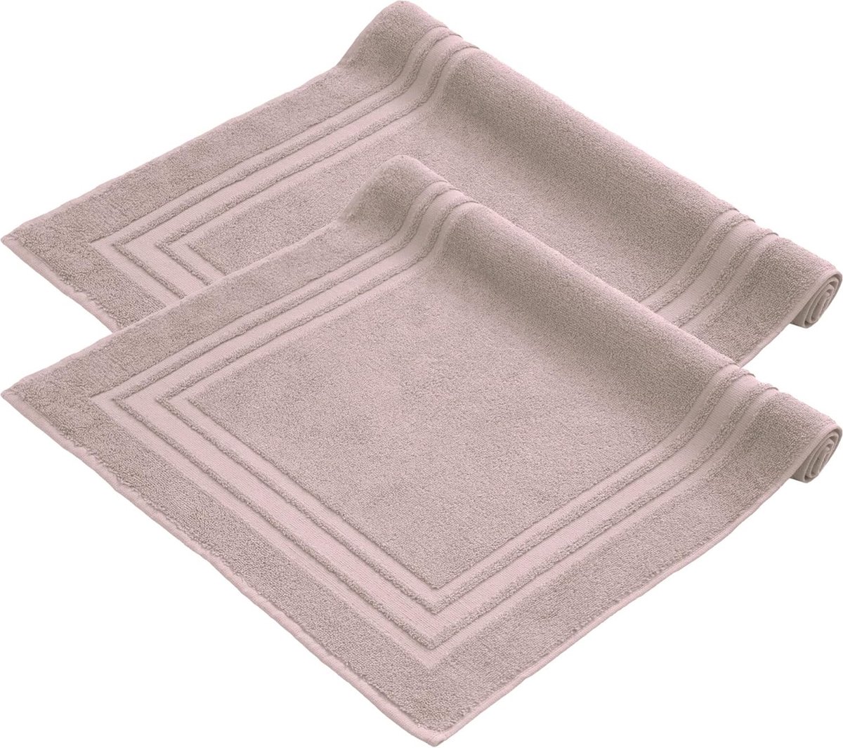 Badmatset 2-delig, badstof, douchemat, wasbare douchemat en badmat, 600 g/m² & 100% katoen, absorberend en sneldrogend, 50 x 70 cm, roze