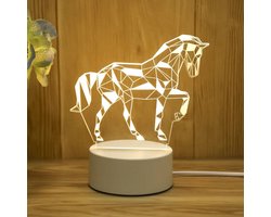 3D illusie LED lampje - Paard - Warm licht - Inclusief 230v stekker - Tafellamp - Sfeerlamp - Bureaulamp - Nachtlamp - Cadeautje - Kinderlamp - Decoratie - Liefde - Moederdag - Verjaardag - Valentijn - Love