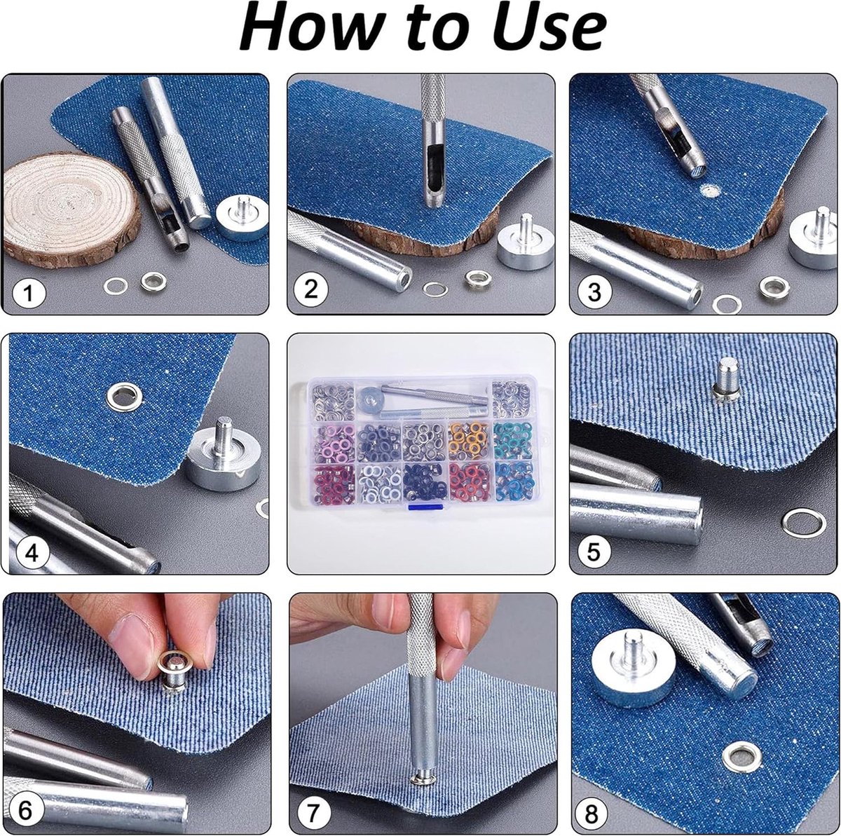 Eyelet Set,701 Pieces Eyelet Pliers Metal Eyelets 5mm Grommet Tool