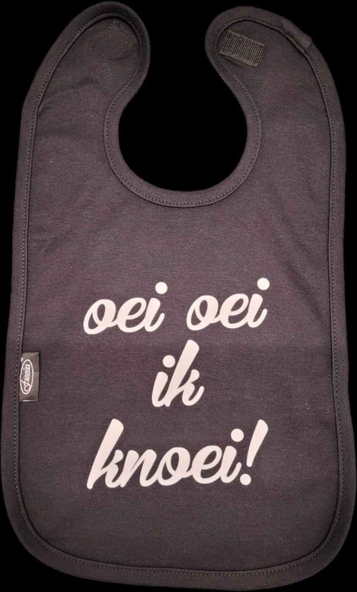 Goedkoopste oei oei ik knoei - slab - kraamcadeau - geschenk - baby - peuter- knoeien - zwart wit