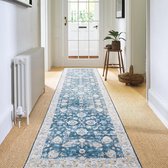 Loper, tapijt, 60 x 300 cm, antislip, lang, keukentapijt, zachte microvezel, wasbaar, vloertapijt, looptapijt (blauw)