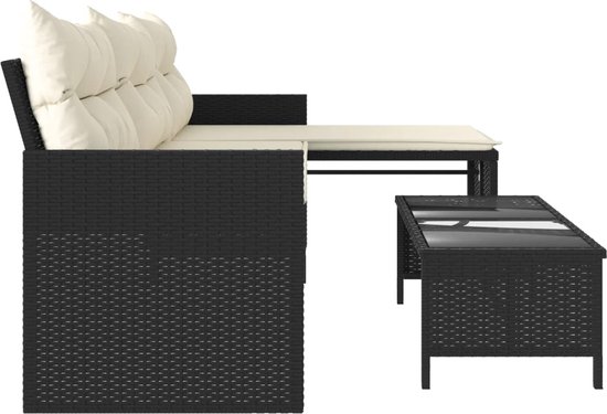 vidaXL-Tuinbank-met-tafel-en-kussens-L-vormig-poly-rattan-zwart