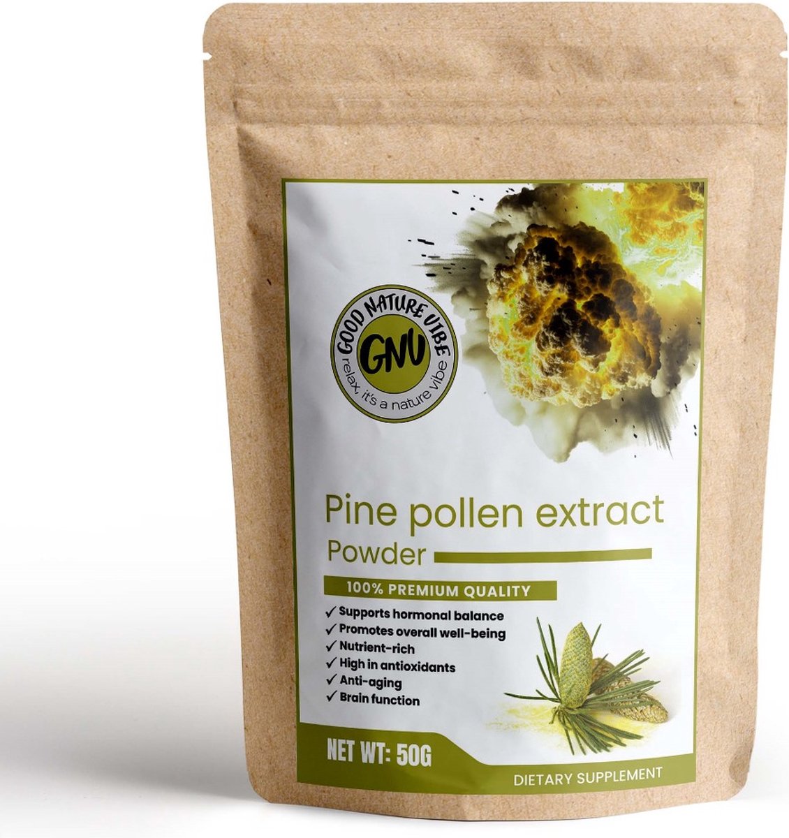 Goedkoopste Good Nature Vibe Pine pollen extract 50G - Natuurlijke Energie en Hormoonbalans - Superfood voor vitaliteit - Premium Dennen pollen extract - Testosteron booster & Libido man & Libido vrouw