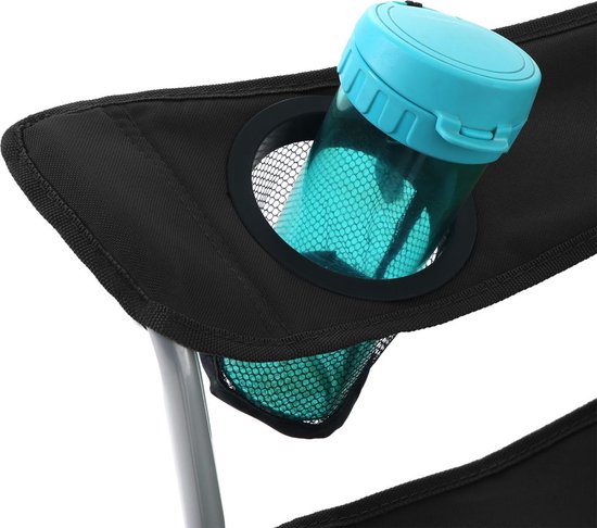 Opklapbare Campingstoelen - Heavy deuty tuinstoelen - met armleuningen, hoofdsteun en bekerhouders, metalen frame, belastbaar tot 150 kg, donkerblauw van Lumaland — afbeelding 3