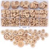 275 Stuks Houten Knopen, Handmade Houten Knopen Met 4 Gaten (10mm, 13mm, 20 Mm)，Bruin Houten Knoopjes, Knutselen Knopen voor Kleding, Naaien, Doe-Het-Zelf Knutselen, Breien, Decoraties