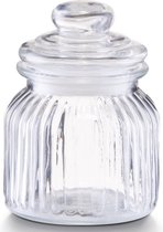 Zeller Voorraadpot - glas - 600 ml - relief - 11 x 14,5 cm - rond - bewaarpot