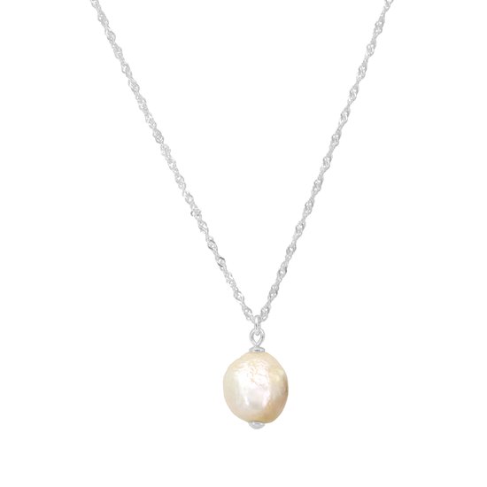 ARLIZI 2154 Collier pendentif perle baroque crème - argent massif - 46 cm