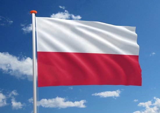 New Age Devi - Polen Vlag - 90x150cm - Originele Kleuren - Sterke Kwaliteit - Incl Bevestigingsringen - Poolse Vlag - Poland Flag