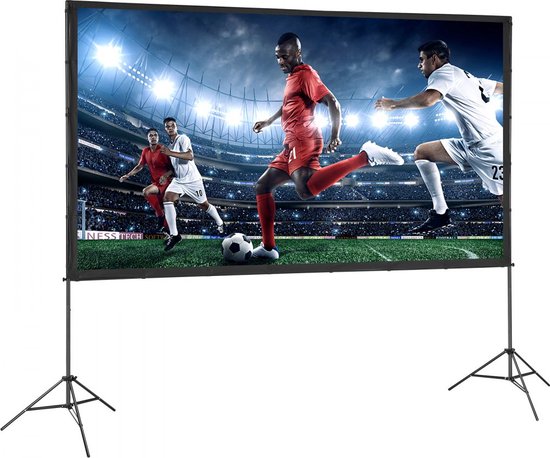 Projector Screen with Stand 100 inch 16:9 HD 4K Outdoor Indoor Extendable, Portable Video Film Projection Screen with Carrying Case for Home Cinema, Office, School, Presentation Wrinkle Free