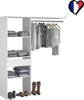 Concept-U - Dressing Witte 3 étagères, 1 tiroir, armoire 160 x 40 x 180 cm ELYSEE