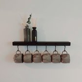 Qstiel Quna - Porte-tasses - Rail avec étagère - Support ustensiles de cuisine - 6 Crochet - Zwart