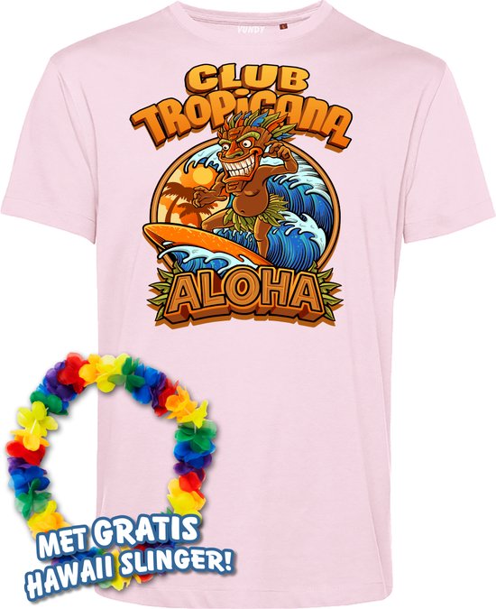 T-shirt Tiki Masked Surfer | Toppers in Concert 2024 | Club Tropicana | Hawaii Shirt | Ibiza Kleding | Lichtroze | maat S