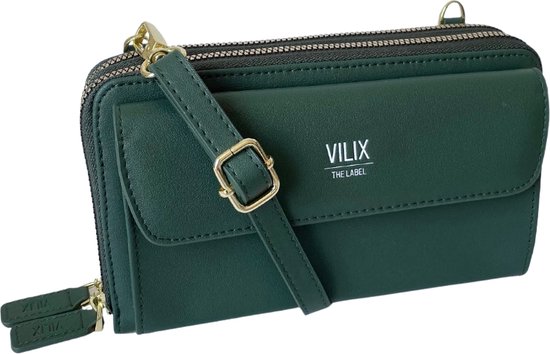 Vilix The Label - Sac Olivia - portefeuille et sac pour téléphone en un - végétalien - compact - Vert foncé