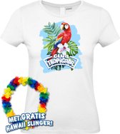 Dames t-shirt Papegaai Tropical | Toppers in Concert 2024 | Club Tropicana | Hawaii Shirt | Ibiza Kleding | Wit Dames | maat XXL