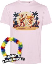 T-shirt Hippies Tropical | Toppers in Concert 2024 | Club Tropicana | Hawaii Shirt | Ibiza Kleding | Lichtroze | maat XS