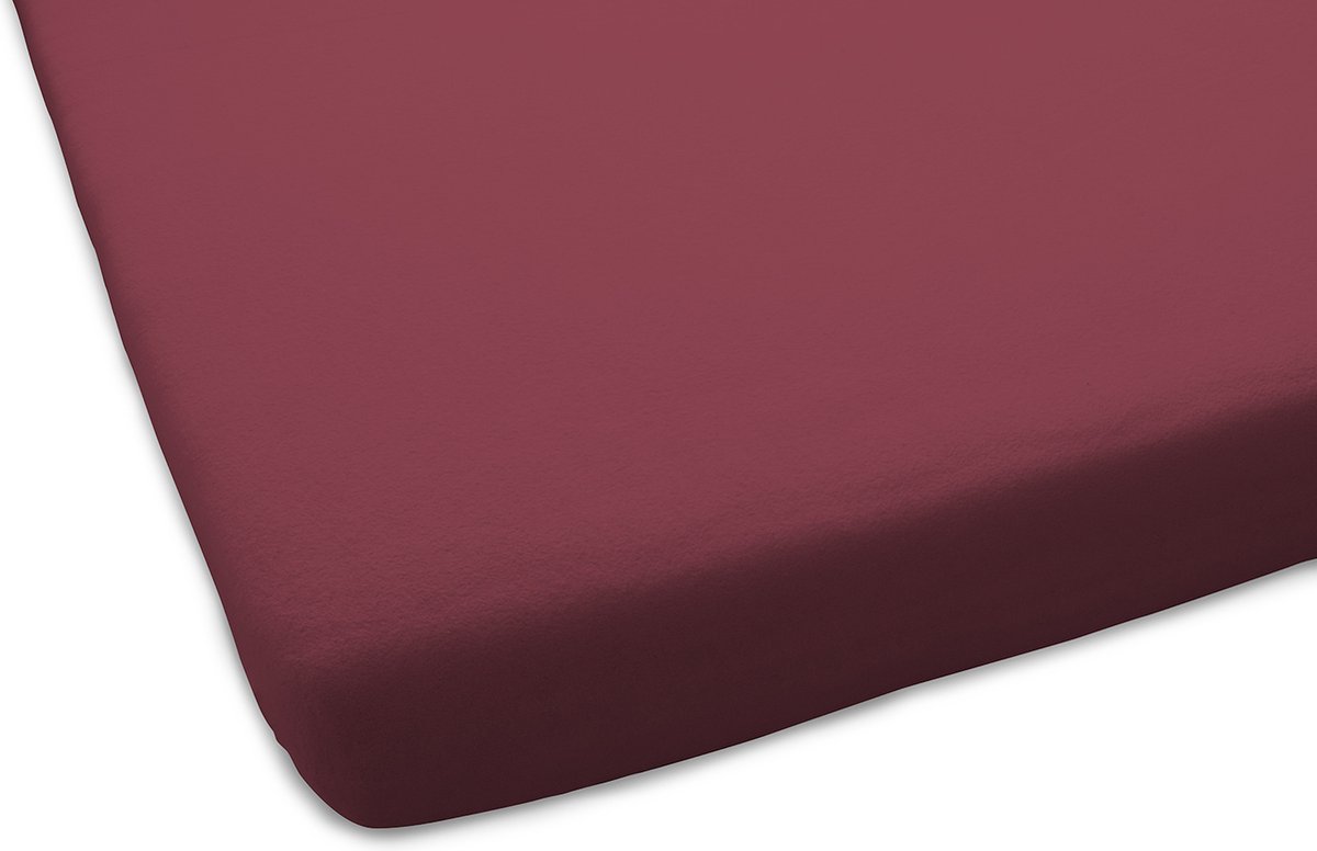 Dutch Dreams Molton Matrasbeschermer Hoeslaken - Aanbieding 1+1 Gratis - 140/150x200cm - Bordeaux Rood - Flanel Stretch - 2 stuks
