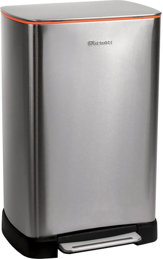 Homra KONIQ Pedaalemmer RVS 50 liter - Prullenbak met Pedaal - 50L Zilver - Automatische Lucht Filter - Odor Control Filter - Softclose Deksel - Design Afvalemmer - Duurzaam Vingerafdrukvrij en Vuilafstotend RVS - Keuken en Kantoor Vuilbak