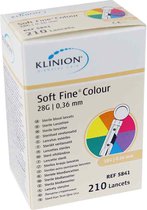 Voordeelverpakking 2 X Klinion diabetes Soft Fine Colour Lancetten 28G, 210 stuks