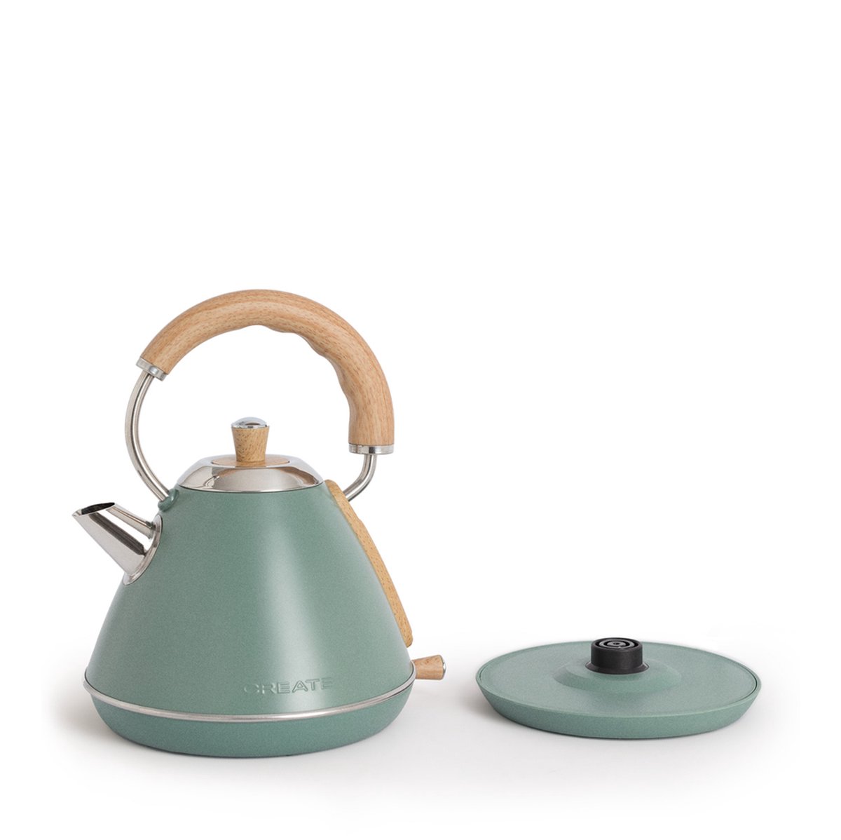 CREATE - Waterkoker 1 L - 1200 Watt - RVS - BPA vrij - Elektrisch - Antikalk - Sage - KETTLE RETRO M — afbeelding 6
