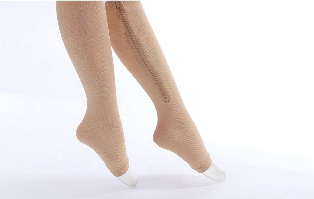 New Age Devi Compressiekousen met Rits - Reissokken & Steunkousen - Comfort & Ondersteuning - Unisex - Zwart