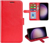 Samsung Galaxy S23 FE Hoesje - MobyDefend Wallet Book Case (Sluiting Achterkant) - Rood - GSM Hoesje - Telefoonhoesje Geschikt Voor Samsung Galaxy S23 FE